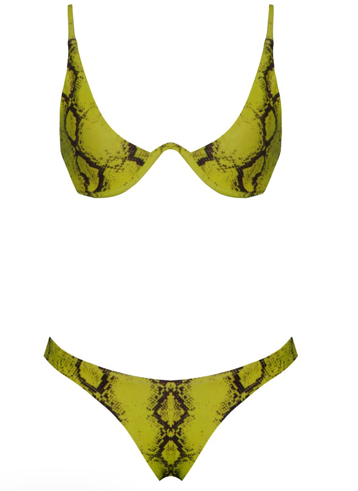 Prague Yellow Snake Print V Wire Bikini (Top)
