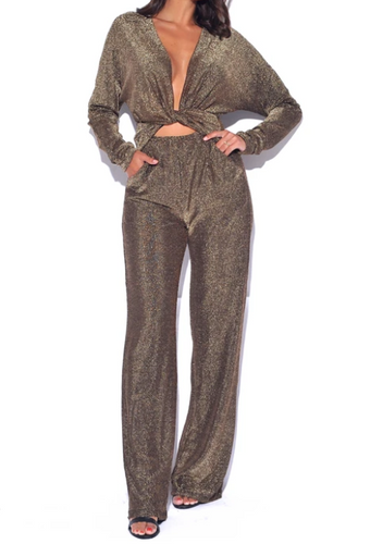 Own the Night Sparkle Metallic Jumpsuit