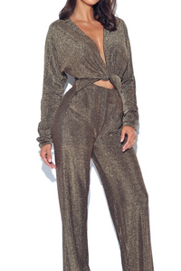 Own the Night Sparkle Metallic Jumpsuit