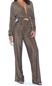 Own the Night Sparkle Metallic Jumpsuit