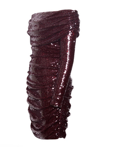 Sweet Talker Burgundy Off Shoulder Sequin Dress